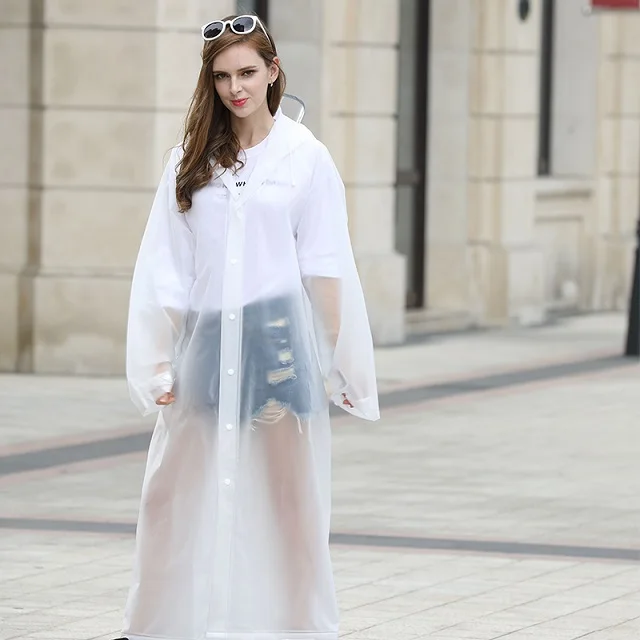 Rainfreem новая мода EVA Тренч плащ женский/мужской Непромокаемый пластиковый прозрачный Дождевой Плащ 7 цветов Дождевик Пончо - Цвет: Белый