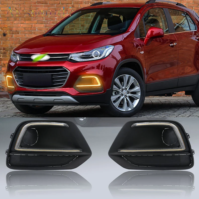 

For Chevrolet TRAX 2017 2018 2PCS White+Yellow Signal Daytime Running Light DRL 1 PAIR car accessories