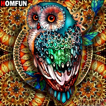 

HOMFUN Full Square/Round Drill 5D DIY Diamond Painting "Animal owl" 3D Embroidery Cross Stitch 5D Home Decor Gift A10179 BK01