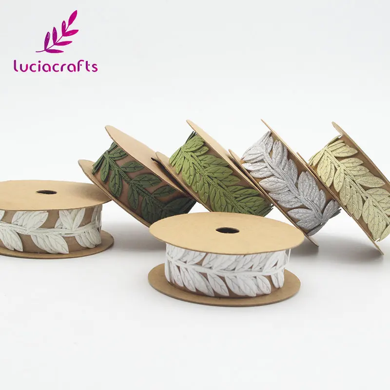 Lucia crafts 2,5 см листья Кружева отделка украшения лист ленты DIY Швейные войлочные гирлянды одежды крафт-ткани аппликации Q0607