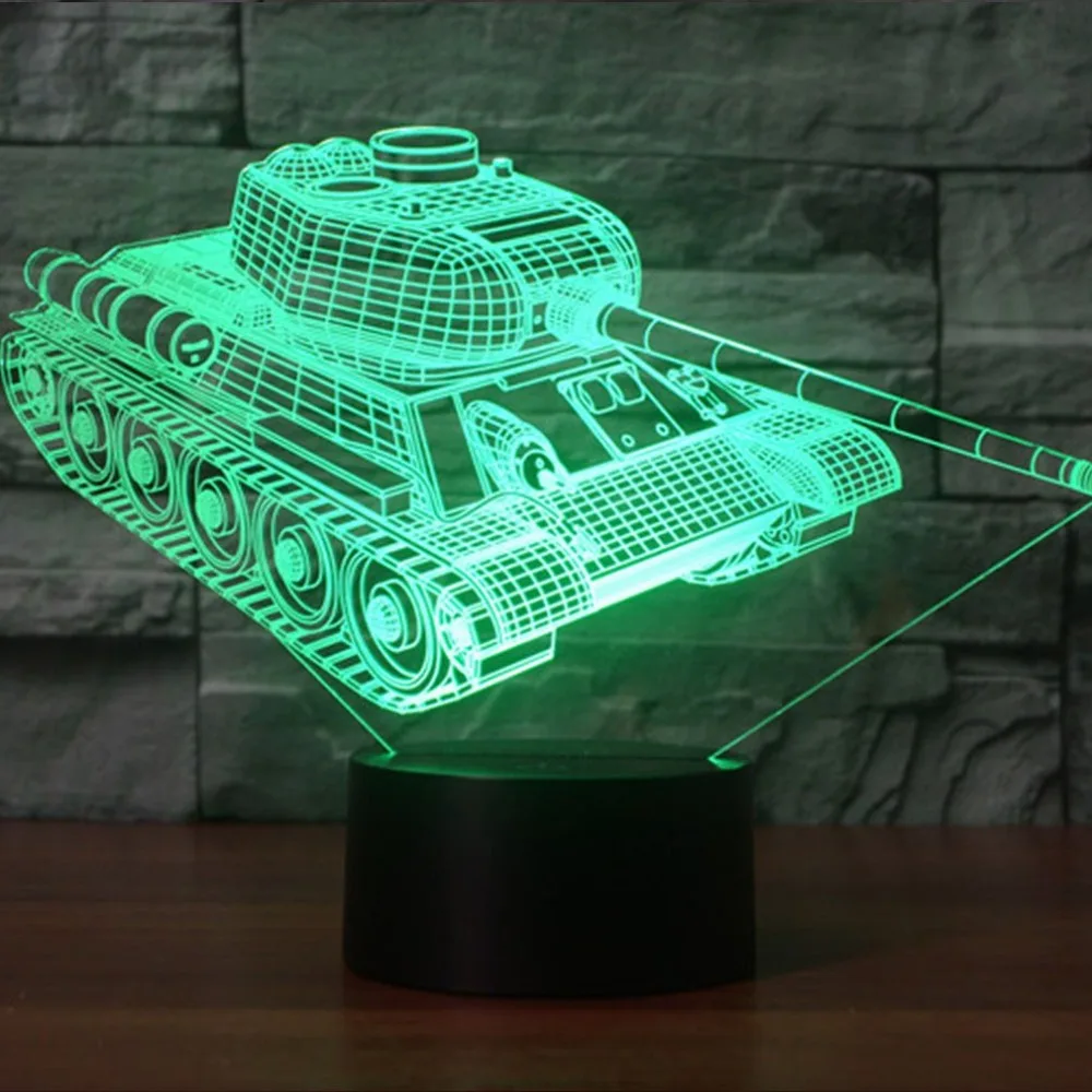7 Colors Changing Desk Lamp 3D LED Night Light Tank Shape Touch Table Stereoscopic Illumination | Освещение