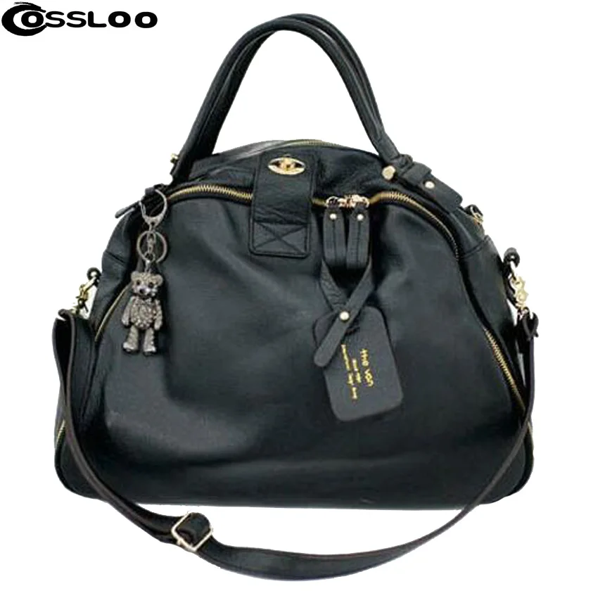 COSSLOO Top Handbags Leather Bag Women Cowhide handbag Candy Colors genuine leather handbags Free Shipping vintage