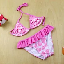 Бикини, Детские купальники, летние детские купальники с принтом, комплект из двух предметов, пляжный купальник для девочек, Спортивный Купальный Костюм