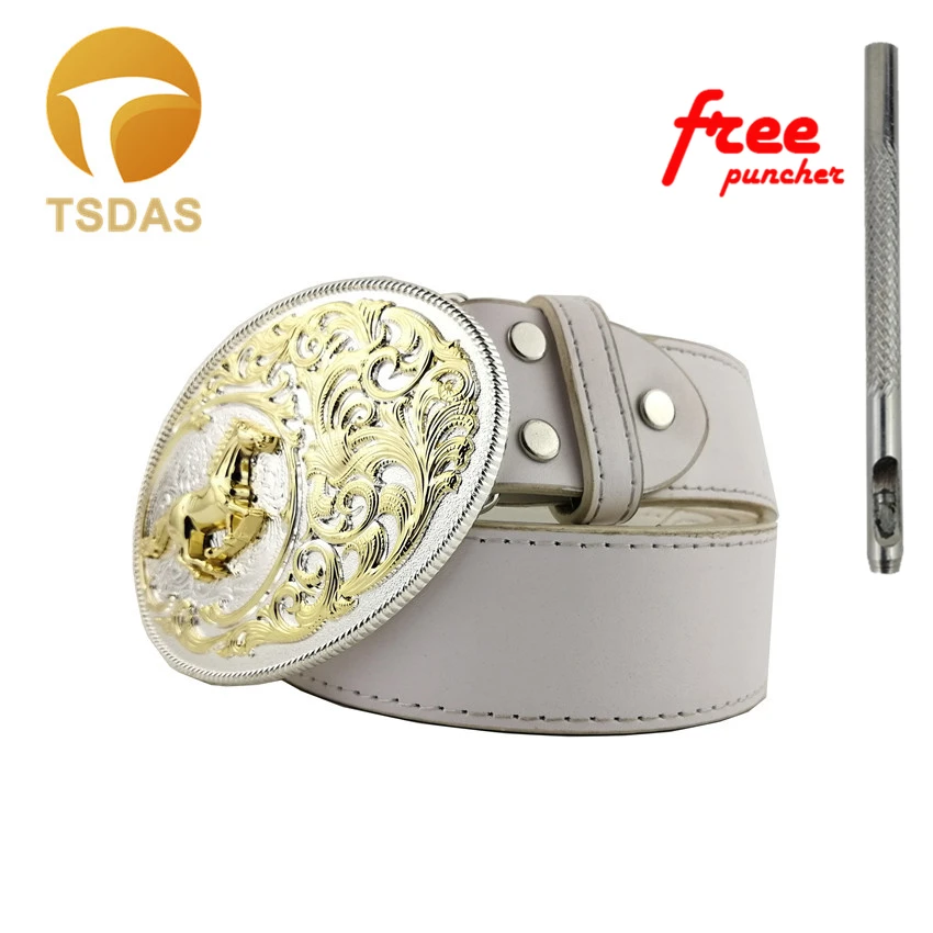 Western Express Mens Horsehead Belt Buckle Silver One Size