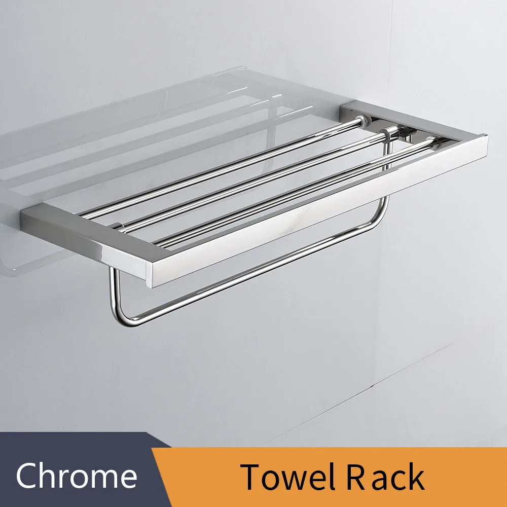 Полки для ванной комнаты, металлические настенные полки из нержавеющей стали, держатель для полотенец, вешалка для полотенец, аксессуары для ванной комнаты, полотенцесушители 610012 - Цвет: Chrome