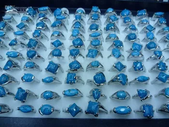 

fashion natural stone rings silver-plated rings Boxes of crystal ring mixedlot 100pcs/lot