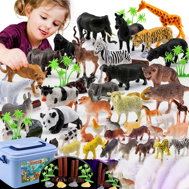 hulk toys 53pcs/set Mini Animal World Zoo Model Figure Action Toy Set Cartoon Simulation Animal Lovely Plastics Collection Toy for Kids iron man toys