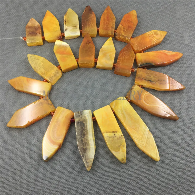 MY1259 Mix Size Top drilled Orange Dragon Veins Agates Dagger Spike Slice Slab Beads Pendant Necklace Jewelry Making (1)
