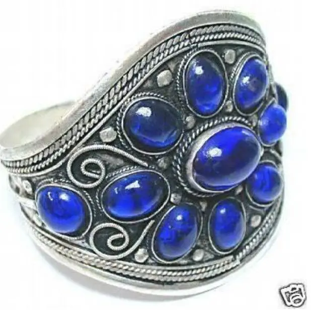 

TRIBAL JEWELLERY TIBET SILVER SAPPHIRE CUFF BRACELET