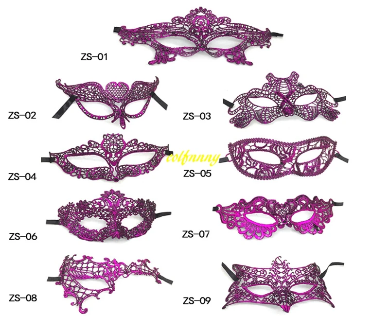 

100pcs/lot Hard setting Sexy Lady Lace Mask Purple bronzing Cutout Eye Mask For Masquerade Party Fancy Dress Costume Halloween