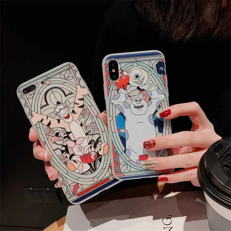 Matte Relief Case for iphone X XS 7 8 Plus 6 6s Alice Snow White Princess Mermaid Pattern Plating Button Phone |