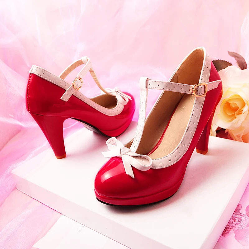 Asileto Для женщин женские туфли-лодочки обувь на высоком каблуке-шпильке на платформе обувь с бабочкой на платформе с Т-образным ремешком, вечерние, свадебные туфли на шпильке Size43 S973