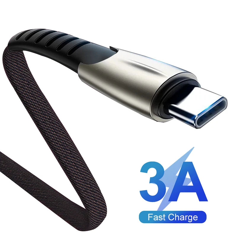 

3A USB Type C Cable for Samsung Galaxy S9 Plus Support QC3.0 Quick Charge Mobile Phone Cable for Huawei P30 USB-C Type-C Devices