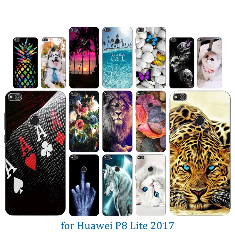 Soft TPU Phone Case for Huawei P8 Lite 2017 / Honor 8 P9 Nova GR3 Marb Pattern Cover Capa |