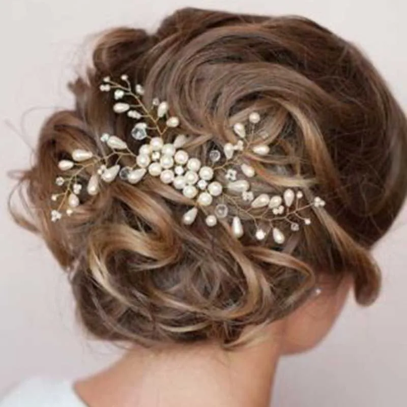 

FORSEVE Silver Crystal Pearl Floral Hair Combs Jewellery Tiaras Headpiece Bridal Hair Jewelry Women Wedding Hair Accessories JL