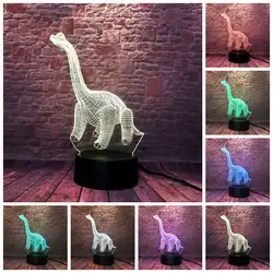 Дракон Apatosaurus животных модель 3D иллюсветодио дный Зия светодиодный ночник 7 цветов Изменение стол свет мир Юрского периода дракон рисунок