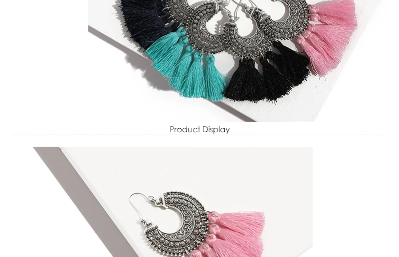 AYAYOO Fashion Woman Earrings 2018 Brincos Black Drop Tassel Earrings Boho Bohemian Long Fringe Earring Hanging Jewelry (3)