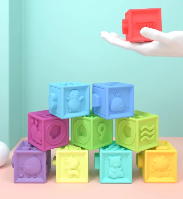 Детские Мягкие кубики Beiens 10 шт./компл. 3D массажные с резиновым покрытием