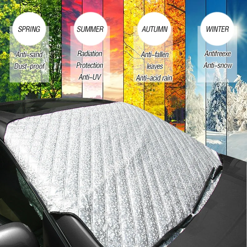 

147x102cm Car Front Windshield Snow Cover Frost Sun Shade Protector Front Wind Screen Sun Cover Protection