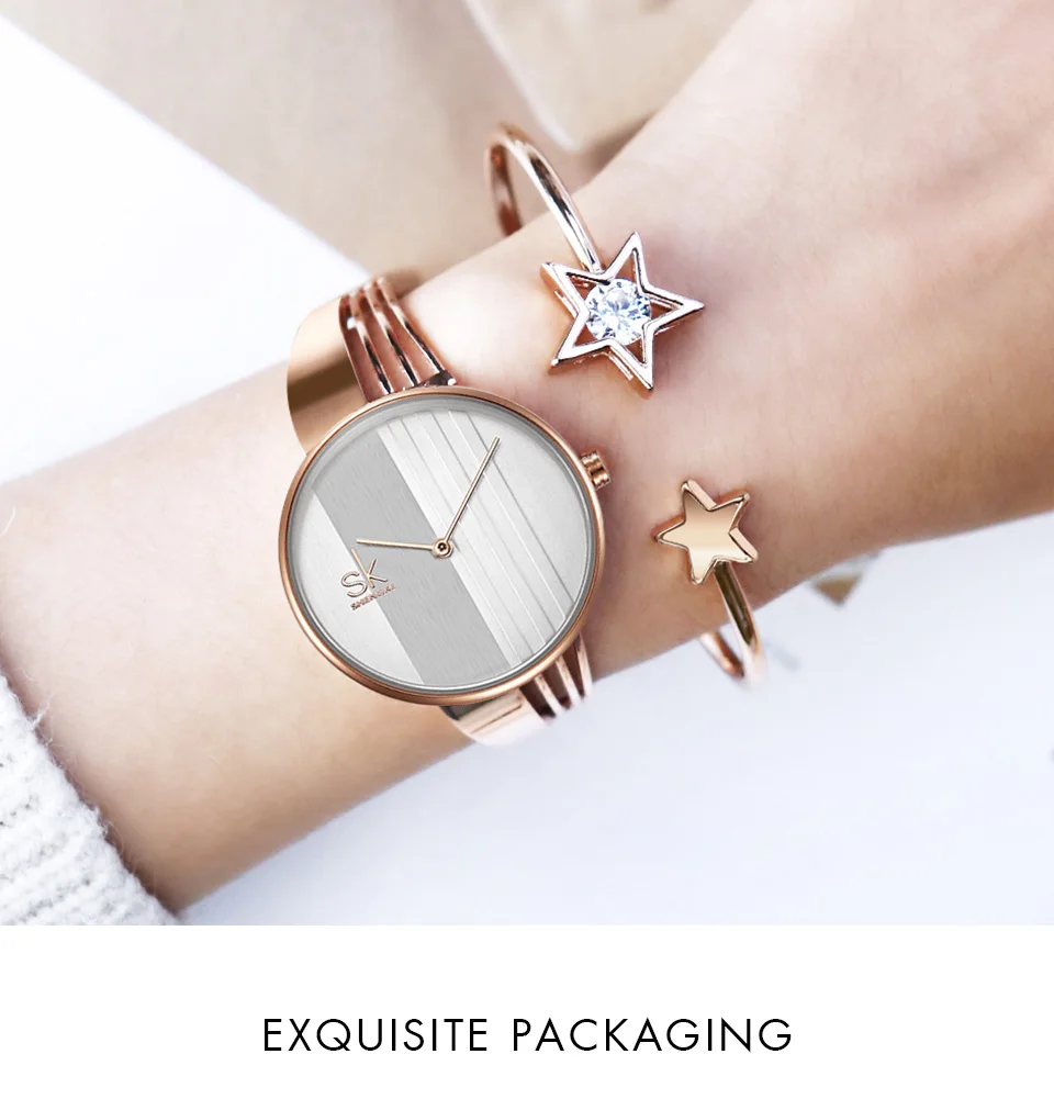 Shengke розовое золото браслет часы женские набор часы женские часы новые женские модные кварцевые часы с кристаллическая звезда браслет набор подарок для женщин
