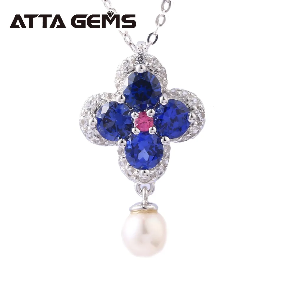 

Blue Sapphire Sterling Silver Pendants for Women Romantic Sweet Style Created Sapphire Women's Silver Pendant for Birthday Gifts
