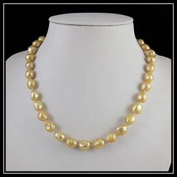 

Unique Pearls jewellery Store,Charming Single Baroque Champagne Freshwater Pearl Necklace.Charming Women Gift Jewelry