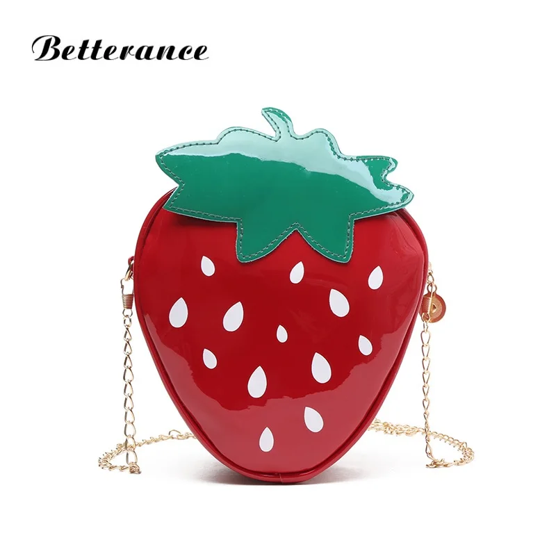 

Women Strawberry Messenger phone Bags Female Mini chain CrossBody Bag PU Leather Shoulder Bag cute coin purse Bolsas Feminina