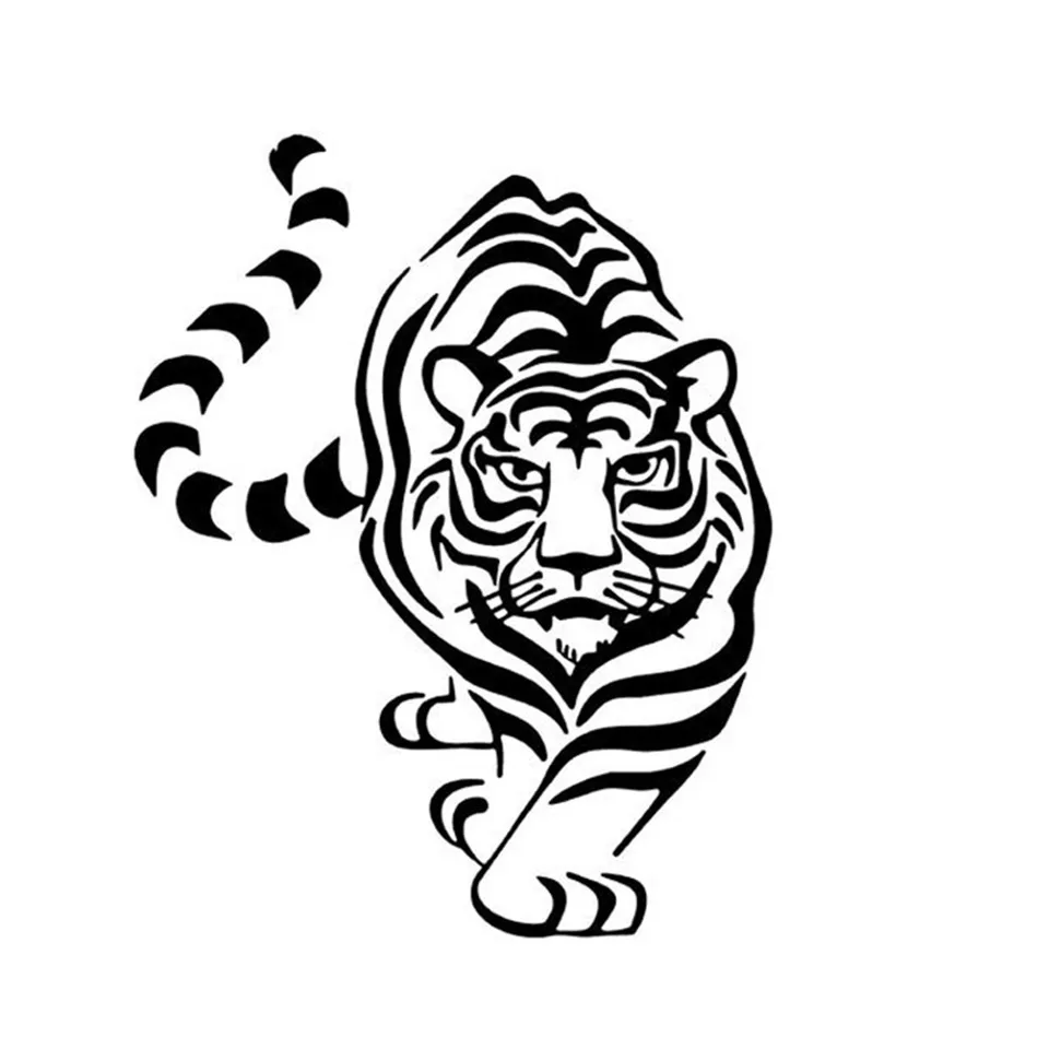 Beastmaster Tiger Reflective Stickers Tiger Head Lamp Eyebrow Car Tail Totem Modified Car Stickers BlackSilverlaser (4)