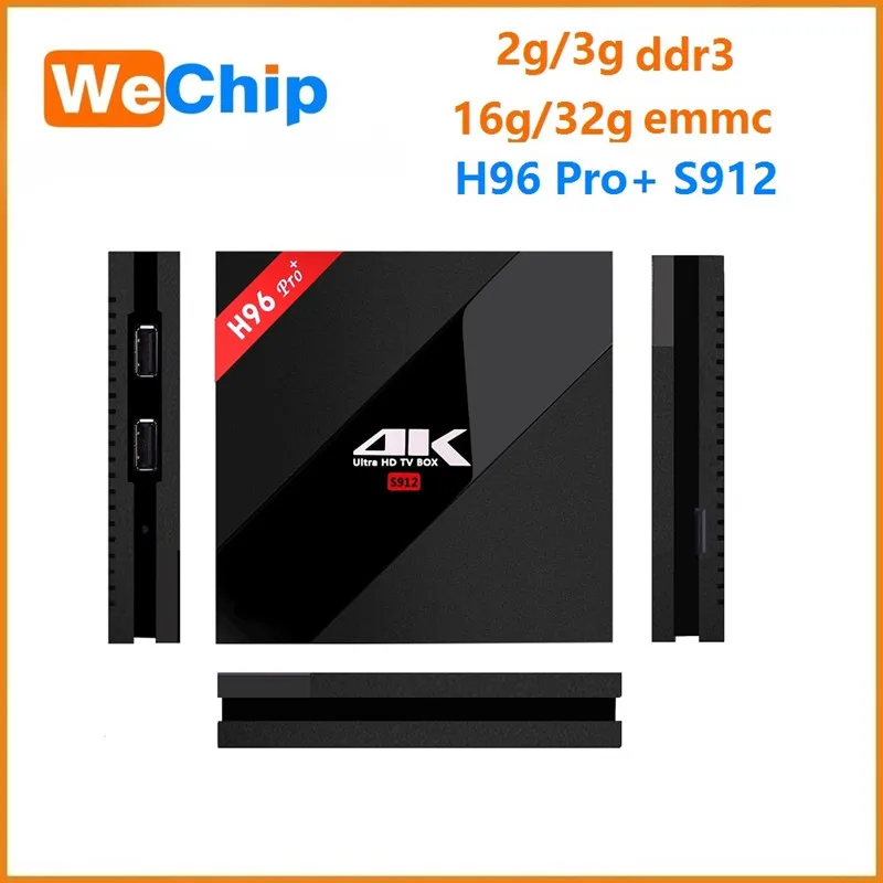 Wechip H96 Pro Plus Android 7,1 ТВ приставка Amlogic S912 Восьмиядерный 3g 32G 2,4G/5,8 GHz Wifi HDMI 4K HDR BT4.1 телеприставка медиаплеер