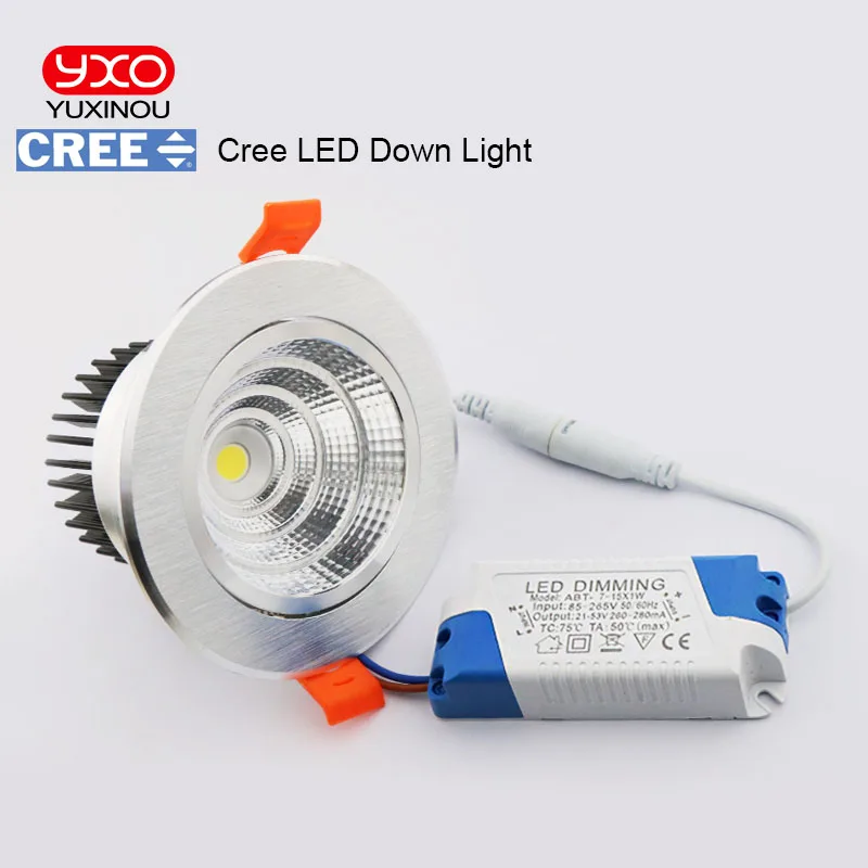 1 шт. супер яркий Встраиваемый CRI&gt93 CREE COB светодиодный светильник 7 Вт 9 12 15