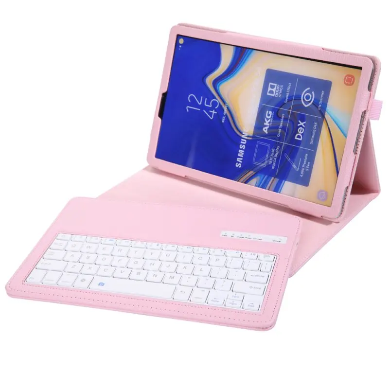 Кожаный чехол Премиум для Samsung Galaxy Tab S4 10,5 T830 T835 SM-T830 SM-T835 покрытия принципиально Капа с Съемная клавиатура Bluetooth - Цвет: Розовый