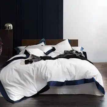 

Queen/King Size 1000TC Egyptian Cotton White Luxury Hotel Bedding Set 4Pcs Duvet cover Bed sheet ropa de cama/linge de lit