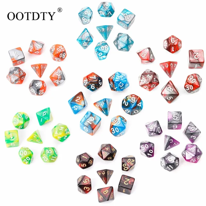 

New Arrival 7Pcs/Set Acrylic Polyhedral TRPG Games For Dungeons Dragons Opaque Multi Sides Dice Pop for Game Gaming