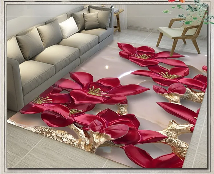 Китайский стиль гостиная 3D ковры Нескользящие прямоугольные коврики Диванный кофейный столик коврик спальня Подушечка Для Йоги учебы рождественские украшения