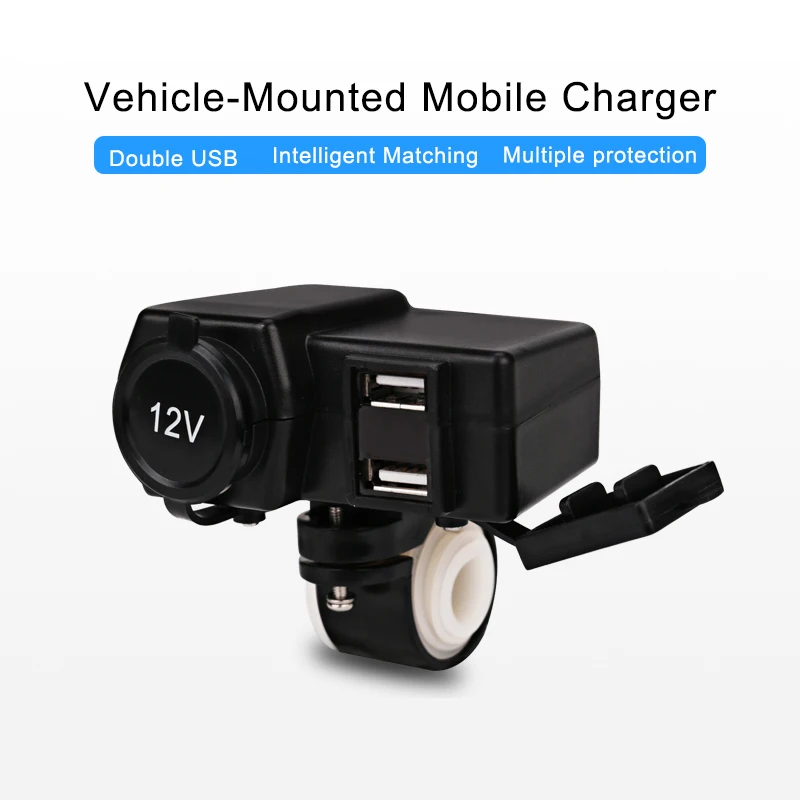 موتور دراجة نارية شاحن USB مزدوج للماء دراجة نارية USB دراجة نارية شاحن الفولتميتر المقبس الهاتف المحمول شاحن آيفون