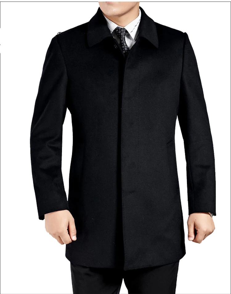 AYUNSUE Новинка 2918 шерстяные куртки для мужчин длинные свободные мужские тужурка отложной воротник мужское кашемировое пальто плюс размер 4XL LX770 верхняя одежда