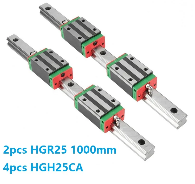 

China Made 2pcs Linear Guide Rail HGR25 -L 1000MM + 4pcs HGH25CA Or HGW25CC Linear Block Carriage CNC Router