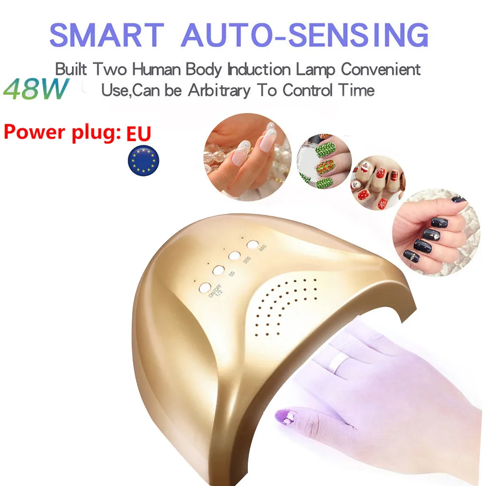 

48W UV Lamp LED Nail Dryer For All Gels Polish Sun Light Infrared Gold Shell Fast Cure Inductive Automatic Gel Nail Lamp #A