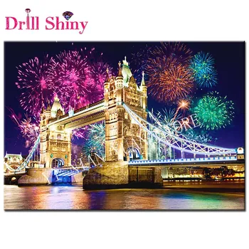 

5D Full Square Diamond Painting Fireworks London bridge of Rhinestones Handicraft Needlework Kits Home Decor Diamond Embroidery