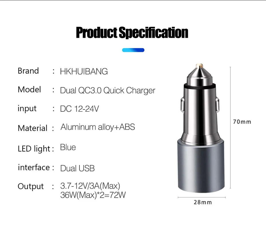 Dual Quick Charge 3.0 USB Car Charger (15)
