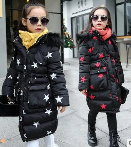 Зимняя Детская Хлопковая стеганая куртка для девочек Утепленная зимняя стеганая куртка средней длины верхняя одежда для девочек