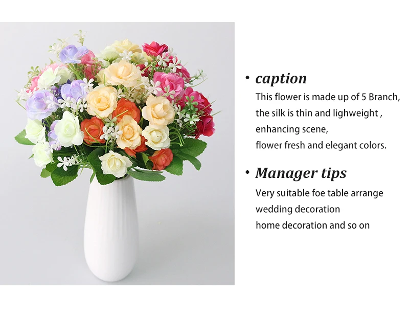 JAROWN Мини Искусственные розы 5 филиалов моделирование пластик Шелковый букет цветов для дома вечерние, свадебные украшения для отдыха искусство