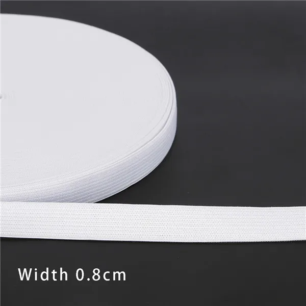 5 ярдов/партия, разные размеры, черный, белый цвет, плоская тонкая широкая эластичная резинка, нейлоновая тесьма для одежды, Швейные аксессуары - Цвет: White 0.8cm