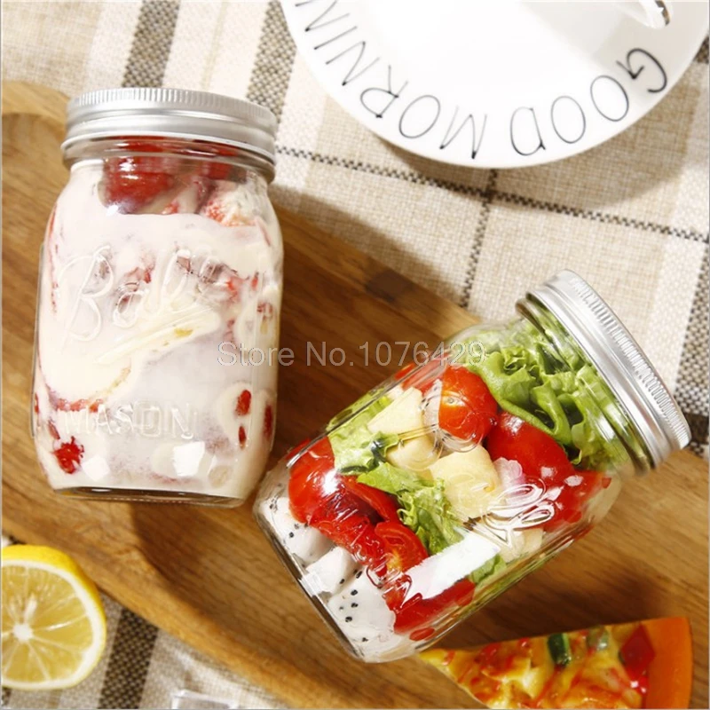 

Creative Glass Mason Cup Bottle Sealed Jar Fruit & Vegetable Salad Sauce Drink Juice Lighting Vase 1PCS