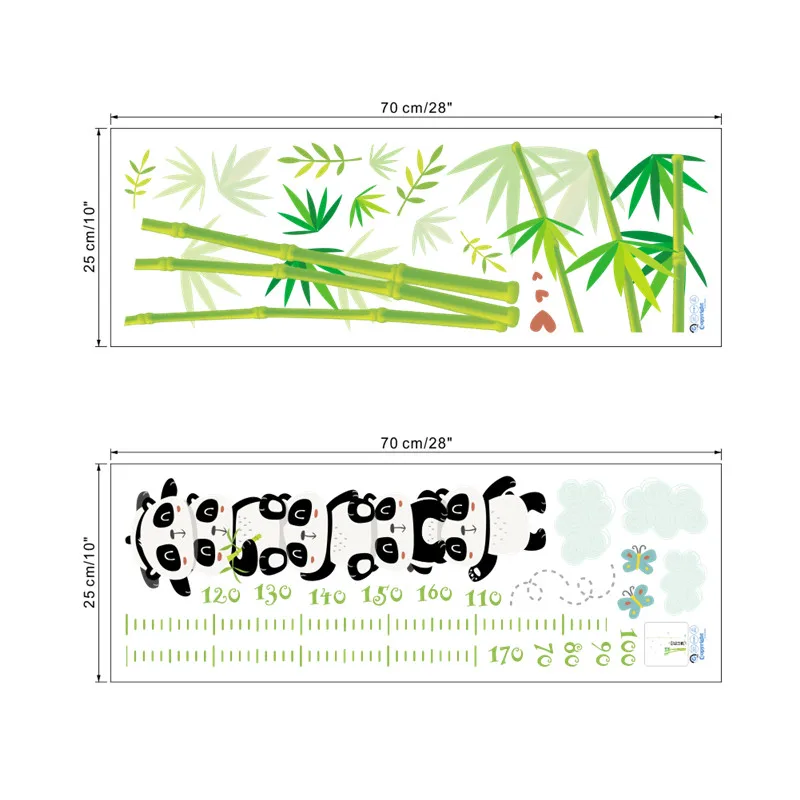 Панда Бамбук высота мера наклейки на стены для детей комнаты Рост Диаграмма настенные наклейки плакат художественная роспись
