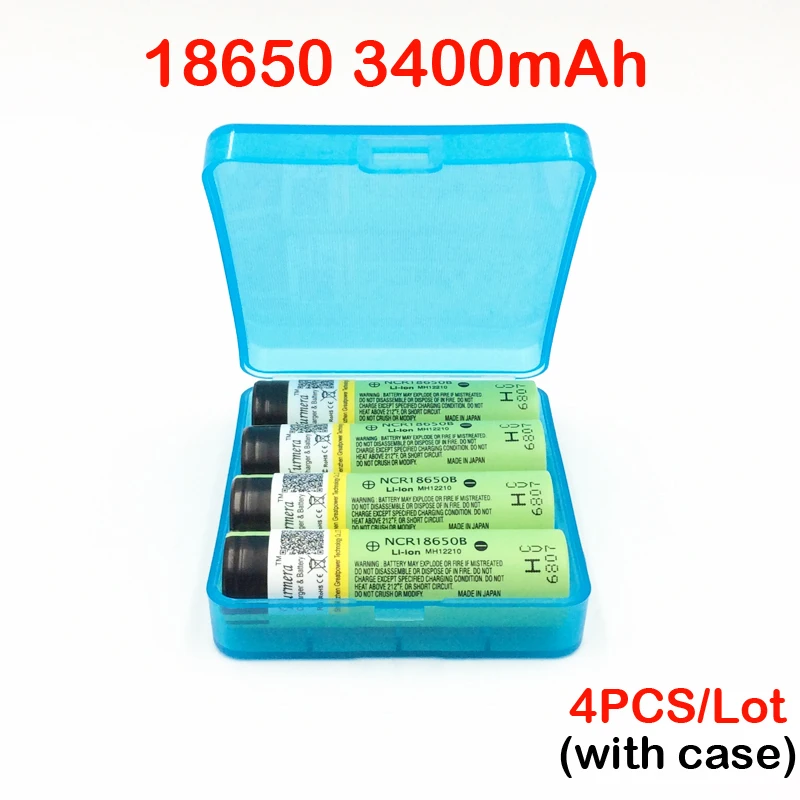 

ncr18650b 18650 battery 3400mah ncr18650b 3400mah 3.7V 18650 3400mah rechargeble battery 4pc ncr18650b with case