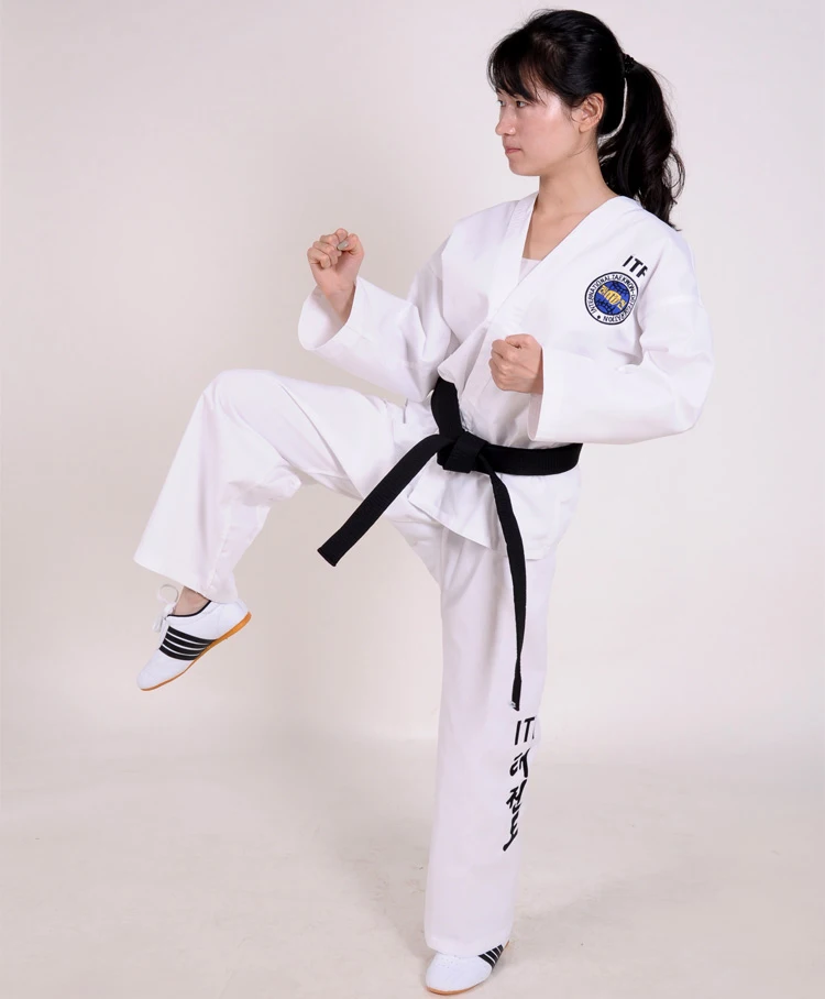 preço Branco Karate taekwondo dobok Taekwondo ITF uniforme adulto Requintado Bordado crianças roupas Kungfu terno artes Marciais tkd size190