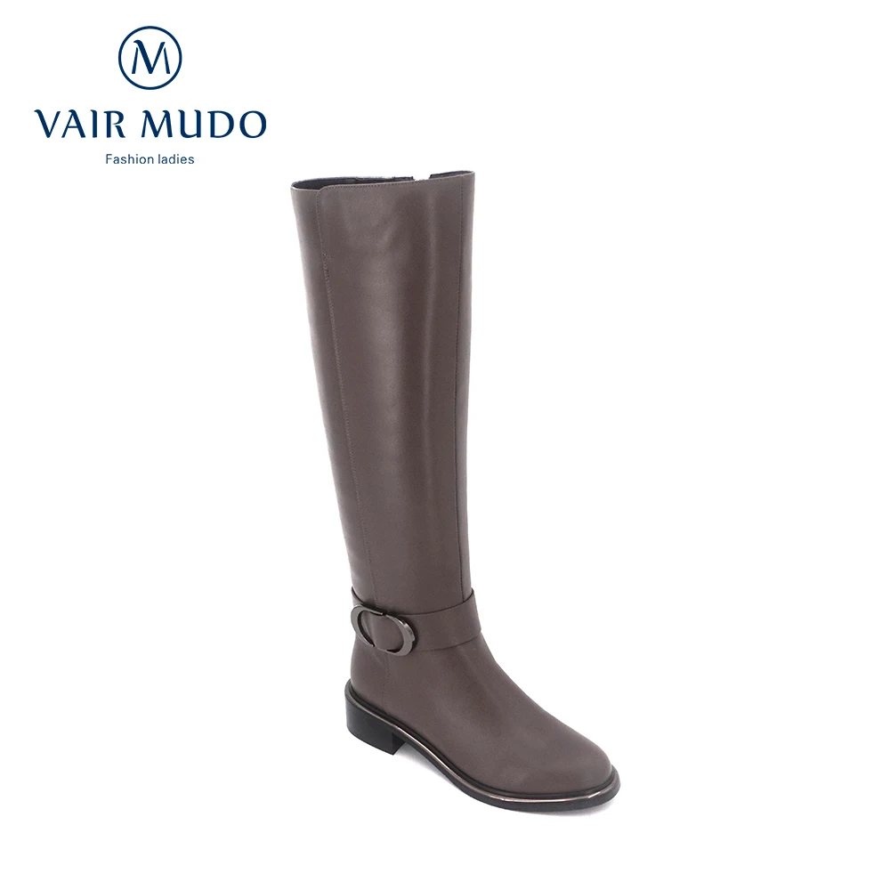 VAIR MUDO Лидер продаж зимние Сапоги до колена Для женщин квадратный каблук; удобные женские ботильоны из натуральной Кожаные, на резиновой подошве, классическая женская обувь ZT7