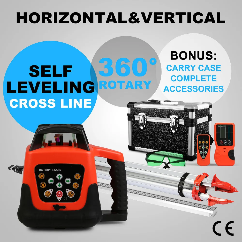 

Green Self-Leveling Rotary Laser Level + Tripod Staff Measuring Tool