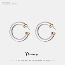 Yhpup модные темпераментные минималистичные акриловые серьги-гвоздики из смолы, индивидуальные прозрачные Oorbellen для женщин, вечерние ювелирные изделия, подарок